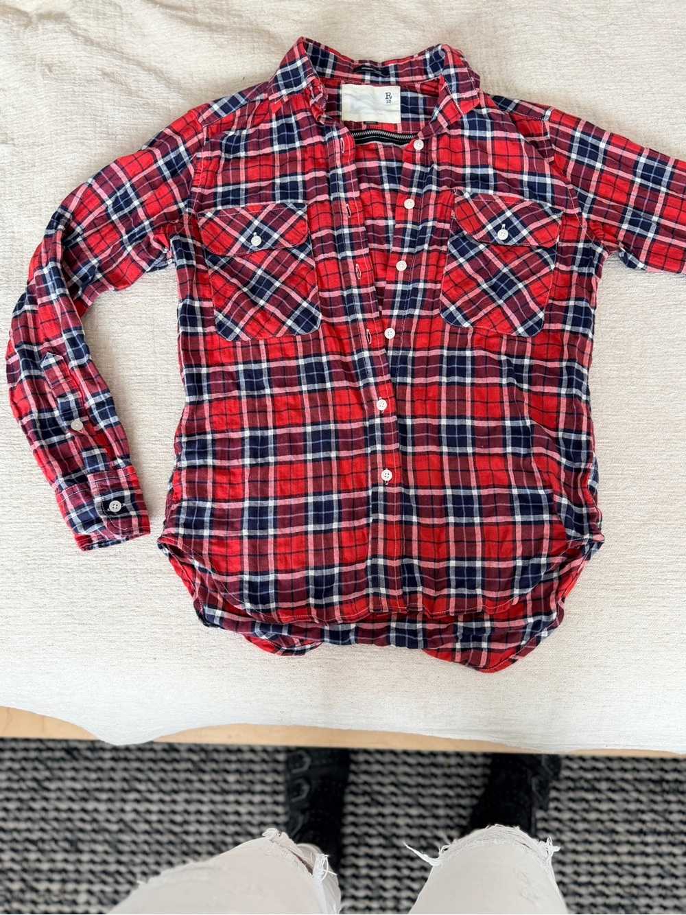 R13 Red Plaid Button-Up Shirt
